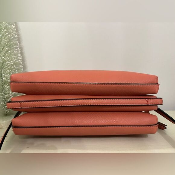 Dusty Orange Crossbody, 4 Zipper Compartments, 3 Slip Pockets, Adjustable Strap - Picture 7 of 12